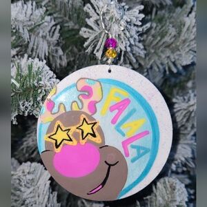 🎄⭐ Handmade Wooden Christmas Ornament – “Fa La La” Reindeer ⭐🎄